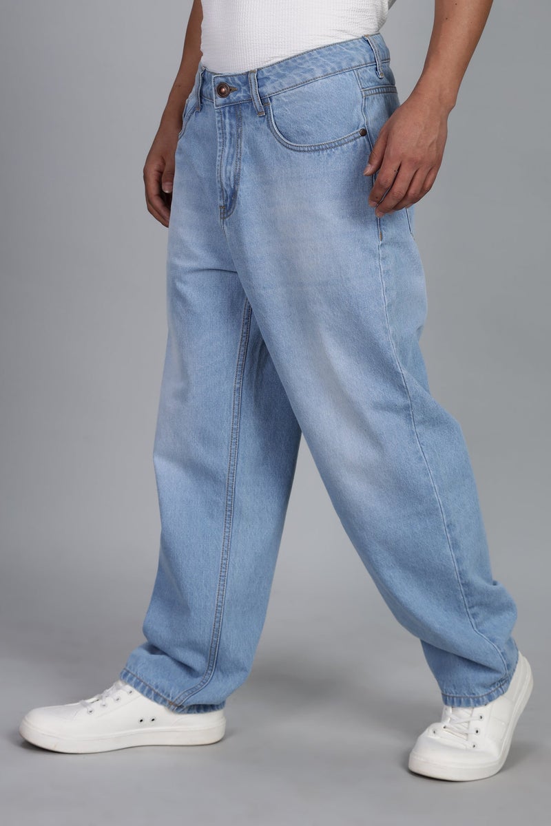 inkd Men's Cargo Carpenter Baggy Jeans – Mid-Rise | 100% Cotton | Contrast Stitch| 6 Pocket Styling | Baggy Jeans for Man | Cargo for Men - Image 4